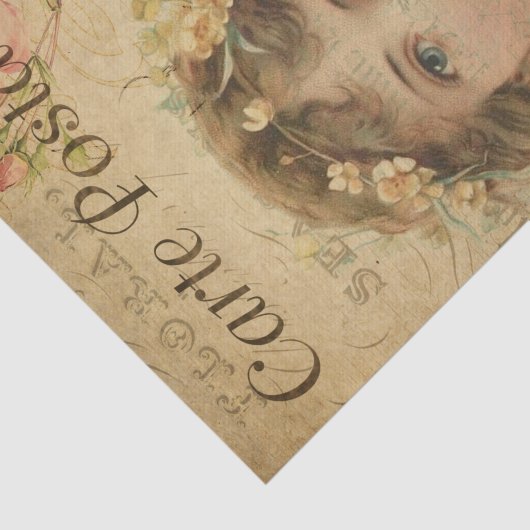 Ephemeraはがきフランスのかわいい女の子の切り離し 薄葉紙 (詳細)