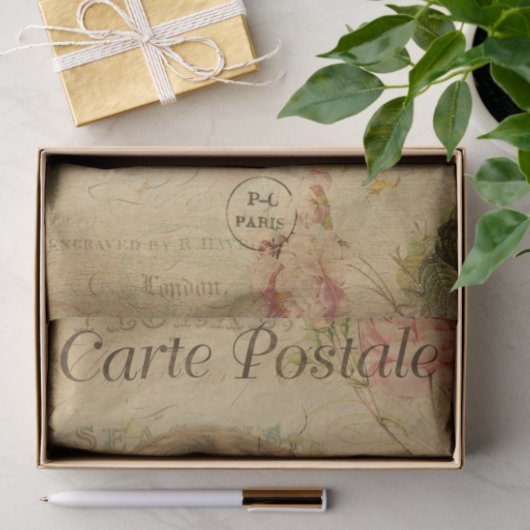 Ephemeraはがきフランスのかわいい女の子の切り離し 薄葉紙 (ギフト)