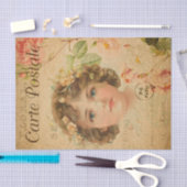 Ephemeraはがきフランスのかわいい女の子の切り離し 薄葉紙 (クラフト)
