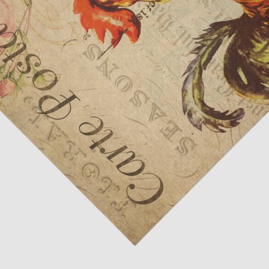 Ephemeraはがきフランスののルースターの切り離し 薄葉紙 (詳細)