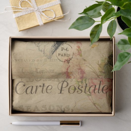 Ephemeraはがきフランスのウルフフローラデコップページ 薄葉紙 (ギフト)