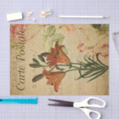 Ephemeraはがきフランスのオレンジ・リリー・デカップページ 薄葉紙 (クラフト)