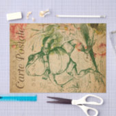 Ephemeraはがきフランスのカエルフローラ切り離し 薄葉紙 (クラフト)