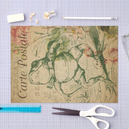 Ephemeraはがきフランスのカエルフローラ切り離し 薄葉紙 (クラフト)