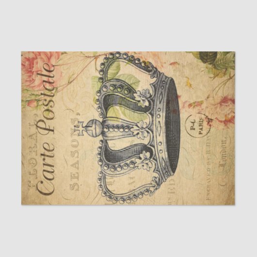 Ephemeraはがきフランスのクラウンの分離 薄葉紙 (正面)