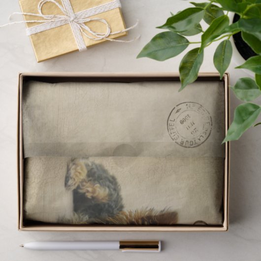 Ephemeraはがきフランスのテリア犬のデコップページ 薄葉紙 (ギフト)