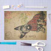 Ephemeraはがきフランスのテリア犬のデコップページ 薄葉紙 (クラフト)