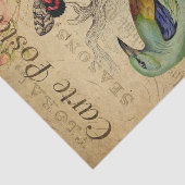 Ephemeraはがきフランスのバードバタフライ切り 薄葉紙 (詳細)