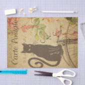 Ephemeraはがきフランスのブラックキャットデコップページ 薄葉紙 (クラフト)