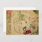 Ephemeraはがきフランスのラインアートウーマン ポストカード (正面/裏面)