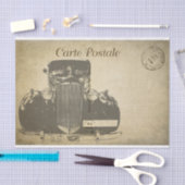 Ephemeraはがきフランスのヴィンテージカーのデコップページ 薄葉紙 (クラフト)