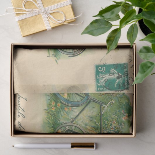 Ephemeraはがきフランスの自転車のデコページ 薄葉紙 (ギフト)