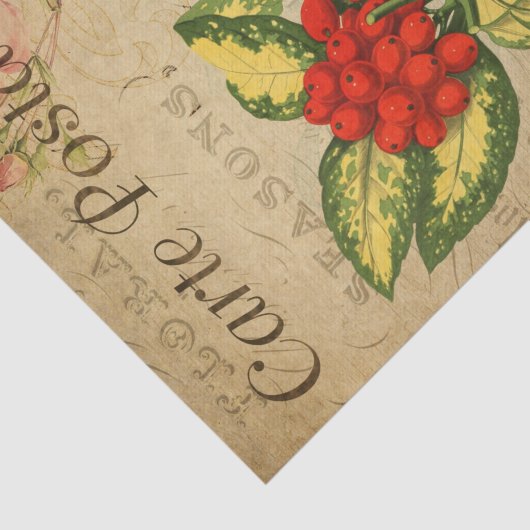 Ephemeraはがきフランスの赤い果実のデコページ 薄葉紙 (詳細)