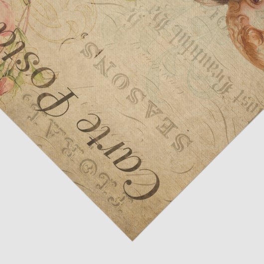 Ephemeraはがき女フランスのの子のかわいらしデコページ 薄葉紙 (詳細)