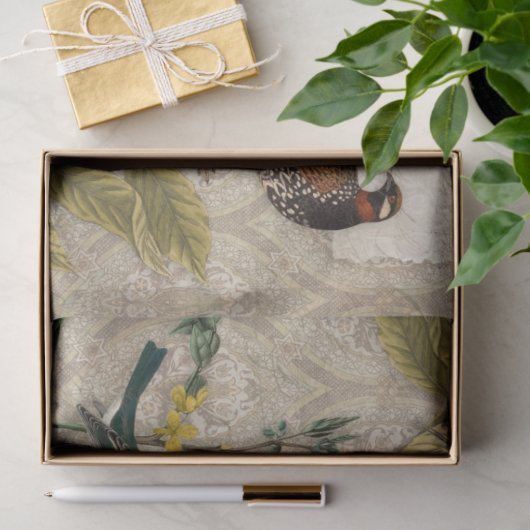 Ephemeraコーヒー豆の鳥のタン男らしデクページ 薄葉紙 (ギフト)