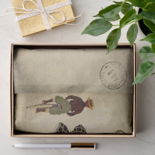 Ephemeraハガキフランスのファミリサイクリングデカップページ 薄葉紙 (ギフト)