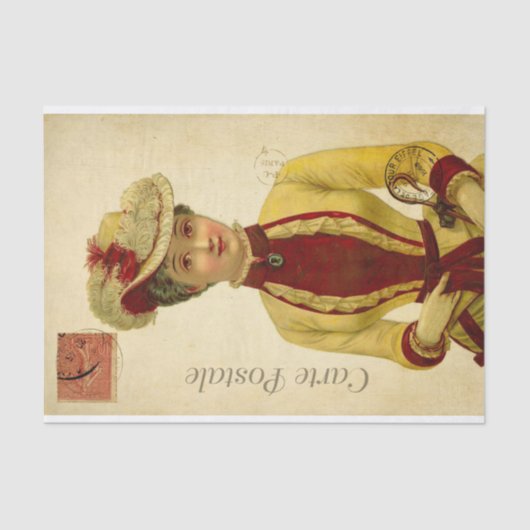 Ephemeraファッシフランスのャルな女性のデカップページ 薄葉紙 (正面)