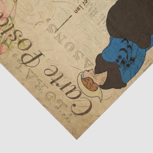 Ephemeraファッシフランスのャルな女性のデカップページ 薄葉紙 (詳細)