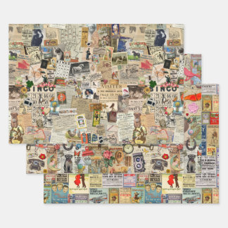 Ephemeraヴィンテージデコップページまたはコラージュ紙 ラッピングペーパーシート