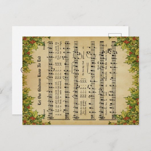 Ephemera我々の喜びに終わりのキャロルのスクリプトを知らせる シーズンポストカード (正面/裏面)