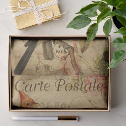 Ephemera 2つのウィーバーズピンクローズのデコップページ 薄葉紙 (ギフト)