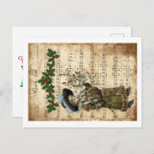 Ephemera Deck the Hall Christmas Carol Script ポストカード (正面/裏面)