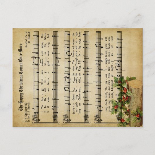 Ephemera Holly Berry The Christmas Carol Script シーズンポストカード (正面)