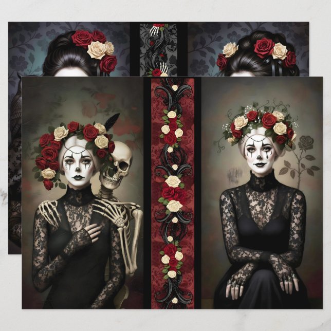 Ephemera Sheet Gothic Rose Queen  (正面/裏面)