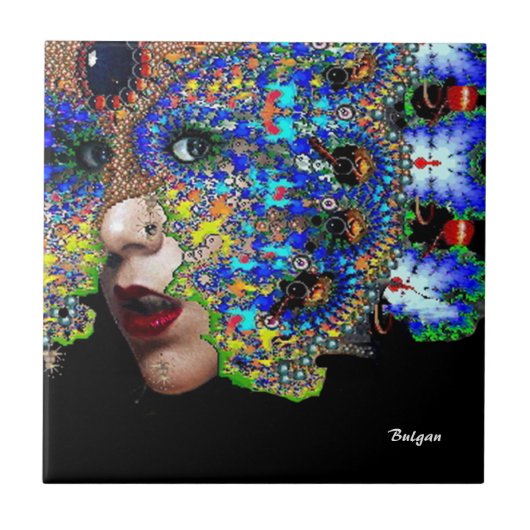 EPHEMERAL /フラクタルマスクを持つ女性 タイル (正面)