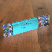 EPHEMERAL /青カラフル色のフラクタルマスク デスクネームプレート (側面)