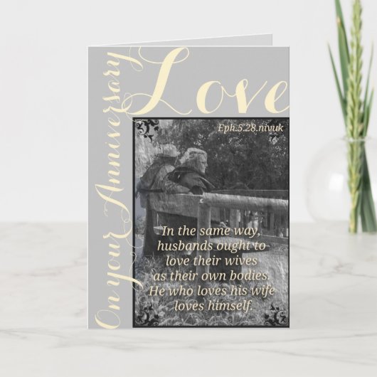 Ephesiansの5:28および1John 4:19記念日カード カード (正面)