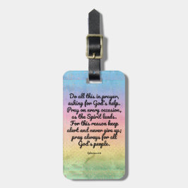 Ephesiansの6:18の虹の聖書の詩の祈りの言葉 ラゲッジタグ