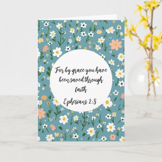 Ephesians 2:8 Christian Greeting Card カード (黄色い花)
