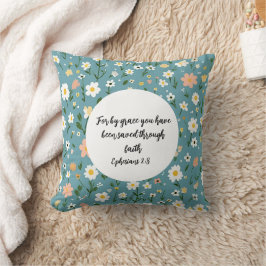 Ephesians 2:8 Christian Throw Pillow クッション