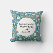 Ephesians 2:8 Christian Throw Pillow クッション (正面)