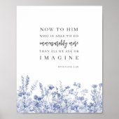Ephesians 3:20 Chinoiserie Floral Bible Verse  ポスター (正面)