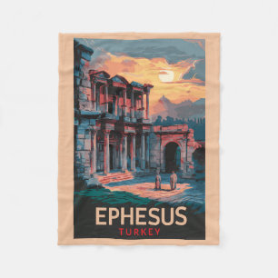 Ephesus Library of Celsus Travel Artヴィンテージ フリースブランケット
