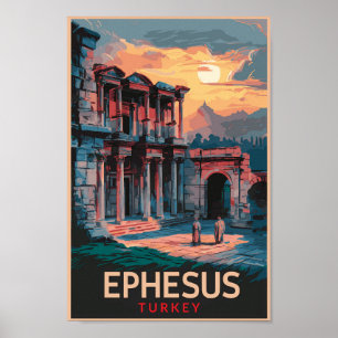 Ephesus Library of Celsus Travel Artヴィンテージ ポスター