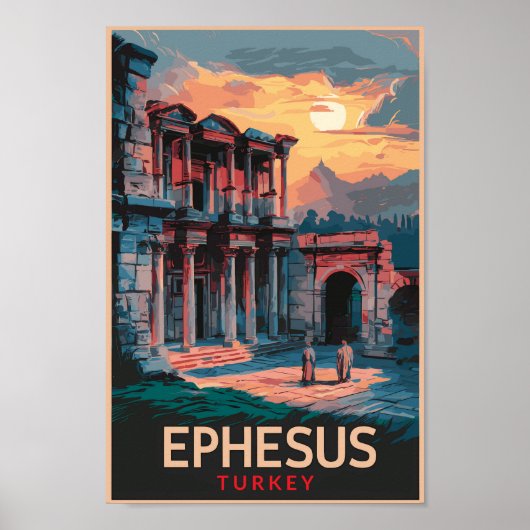 Ephesus Library of Celsus Travel Artヴィンテージ ポスター (正面)