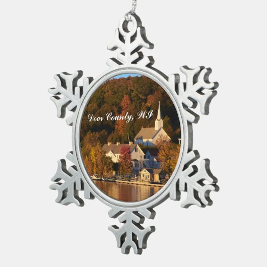 Ephraim、日没の雪片のオーナメントのウィスコンシン スノーフレークピューターオーナメント (右)