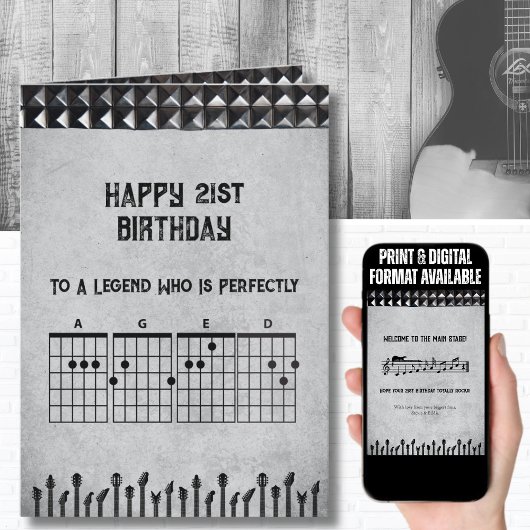 Epic 21st Rockstar Guitar Birthday Card カード