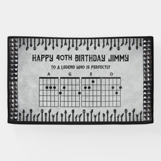 Epic 40th Birthday Banner Rockstar Guitar Chords 横断幕 (横)