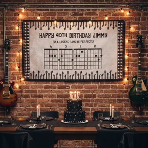 Epic 40th Birthday Banner Rockstar Guitar Chords 横断幕