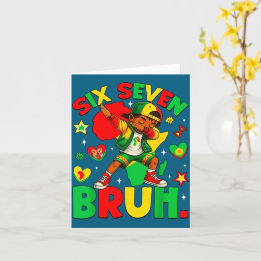 Epic African Black Dabbing Bruh Seven History Amer カード (黄色い花)