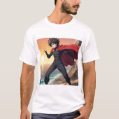 Epic Anime Hero at Sunset – Powerful Warrior with  Tシャツ (正面)
