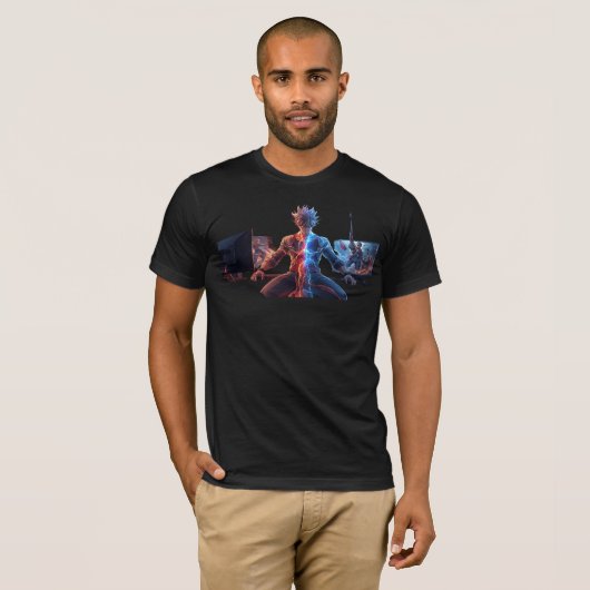 Epic Anime Warrior - Electric Fire Lightning Battl Tシャツ (正面フル)