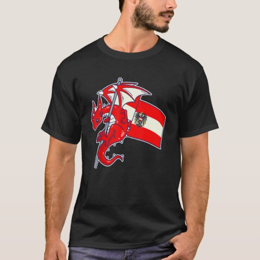 Epic Austrian Dragon  Proud Austria Flag Tシャツ (正面)
