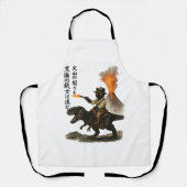 Epic Black Cat Cowboy Riding Dinosaur with Volcano エプロン (正面)