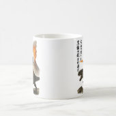 Epic Black Cat Cowboy Riding Dinosaur with Volcano コーヒーマグカップ (中央)