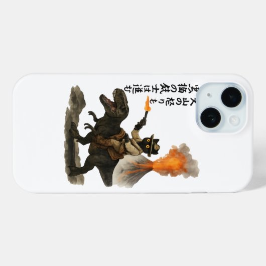 Epic Black Cat Cowboy Riding Dinosaur with Volcano Case-Mate iPhoneケース (裏面 (横))